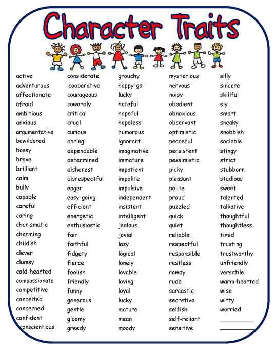 Character traits - Mrs. Herring's 5th grade Language Arts